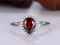 14k White Gold Pear Shaped Garnet Ring P63231