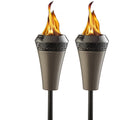 2-Pack 66 inch Outdoor Tiki Torch Metal Brown J84779