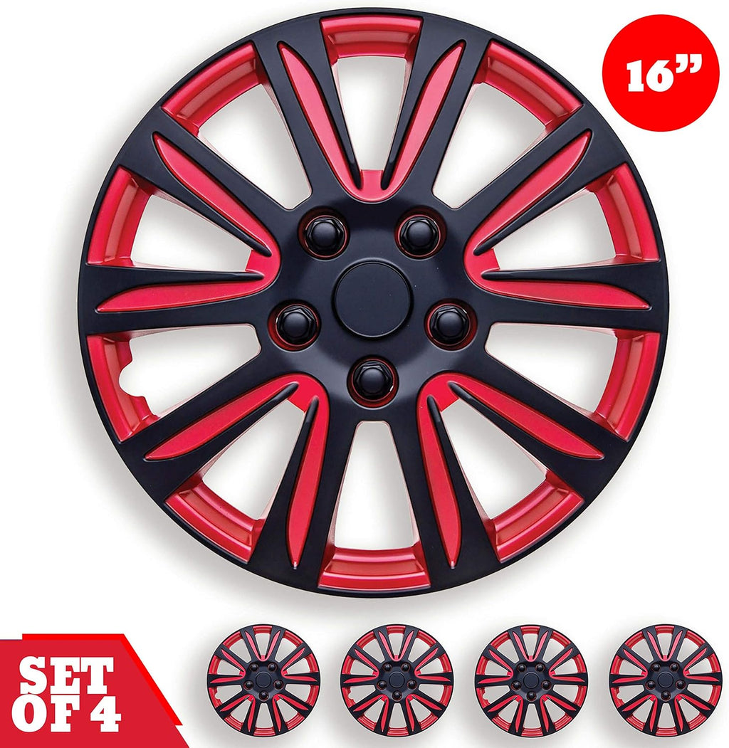 Red Black Set of 4 HubCap Z901756