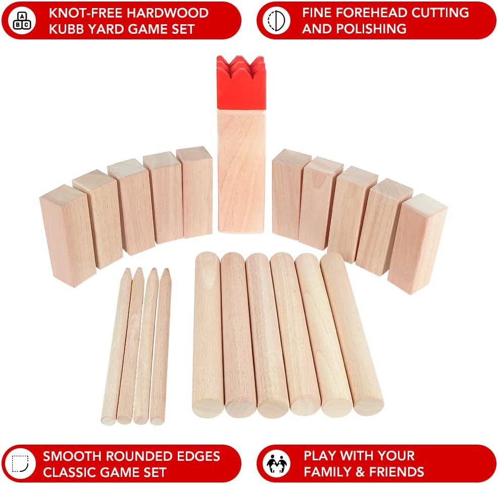 Kubb Yard Game Set Wooden with Carry Bag Y1783