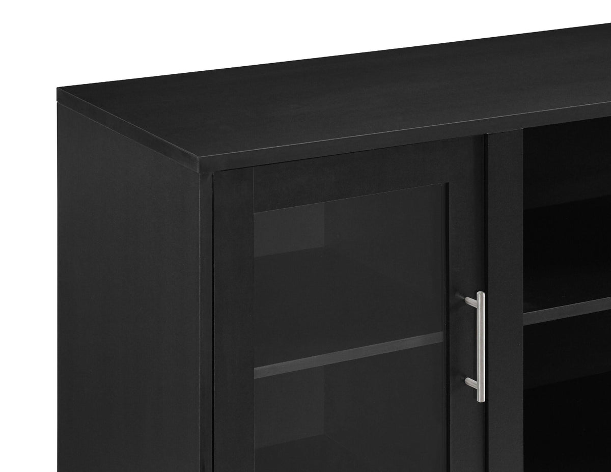 Black Wood Media TV Stand with 2 Storage Cabinets D667383