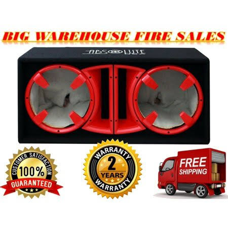 Dual 12-Inch Ported Enclosure Subwoofer Box Red Y62620