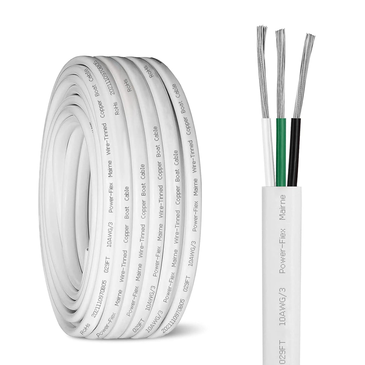 10 AWG 20ft Tinned Copper Marine Wire D5451