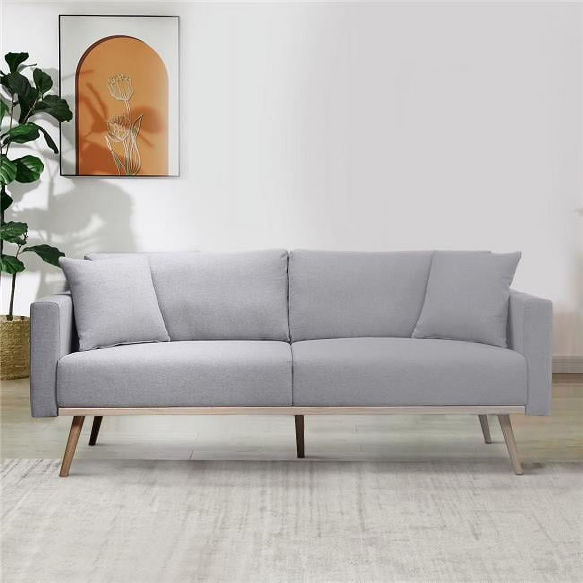 Light Gray Modern Sofa with USB Charging Ports & Side Pocket D522