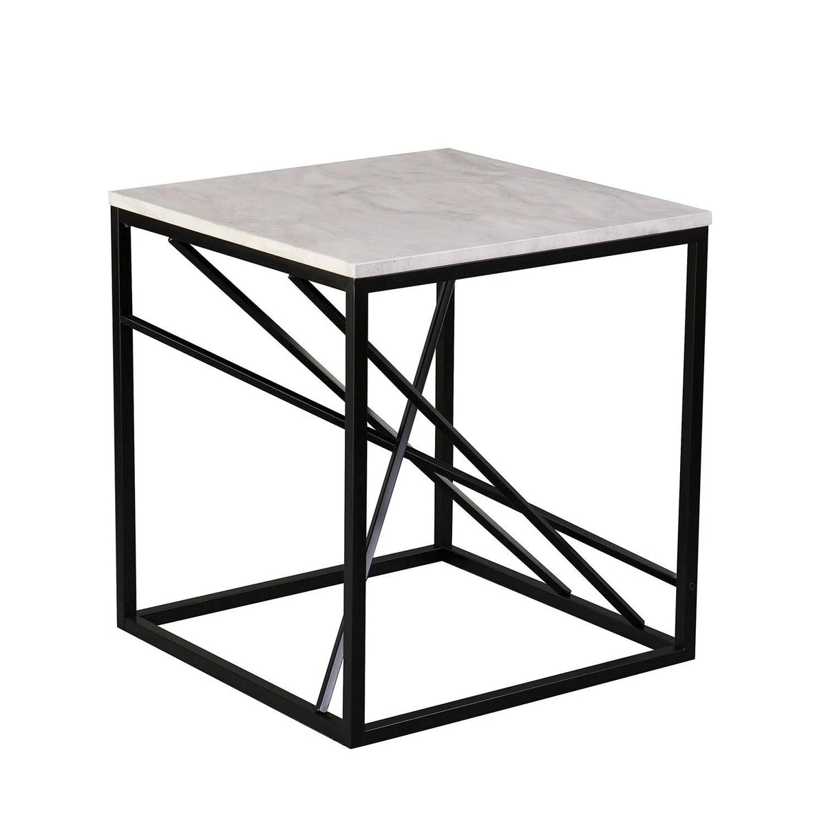 White Faux Marble End Table J86336