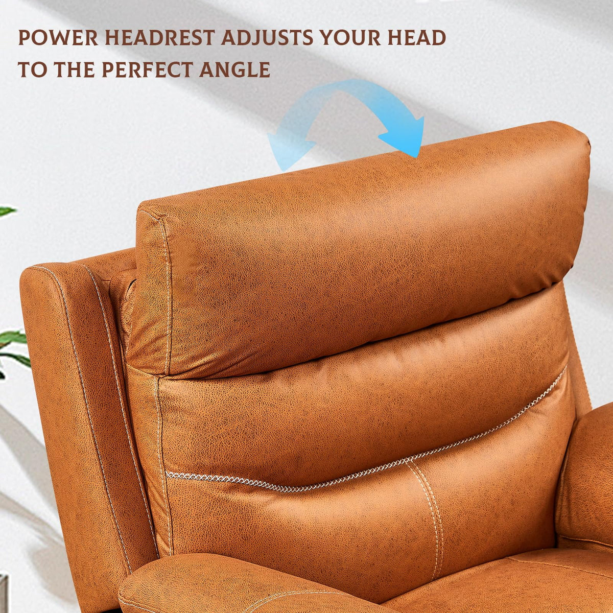 Oversized Dual Motor Power Swivel Rocker Recliner with Adjustable Headrest and USB Port, Faux Leather (Orange) E66688