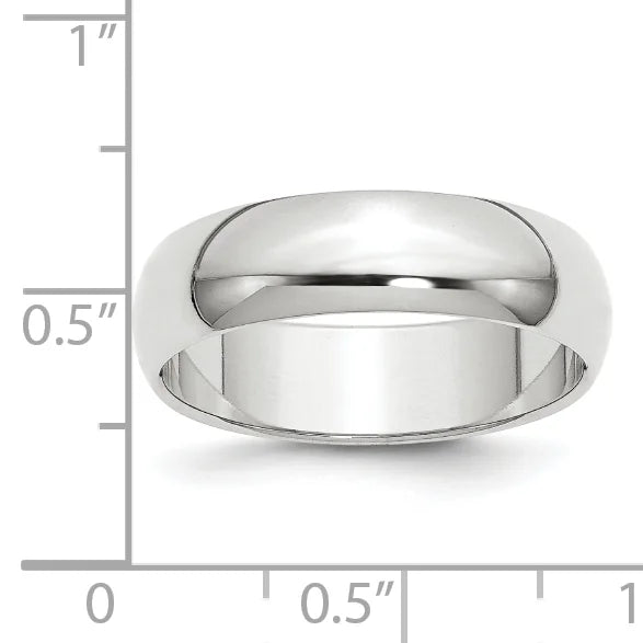 18K Yellow Gold White Gold 6mm Half-Round Wedding Band Ring Size 6.5 C9348