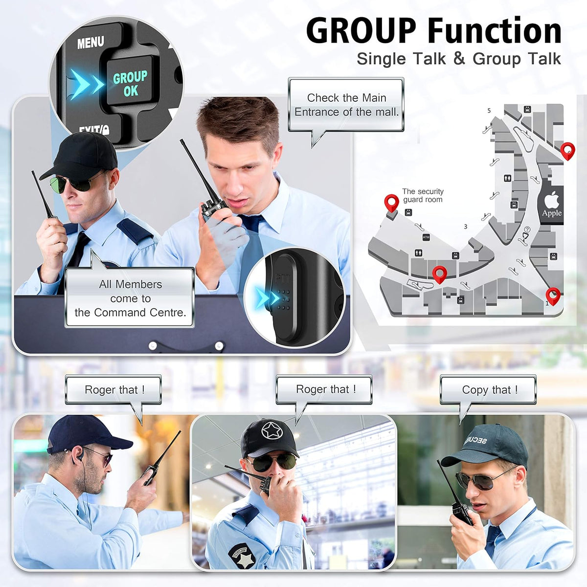 6 Packs UHF Two Way Radios Walkie Talkies with Earpieces T891