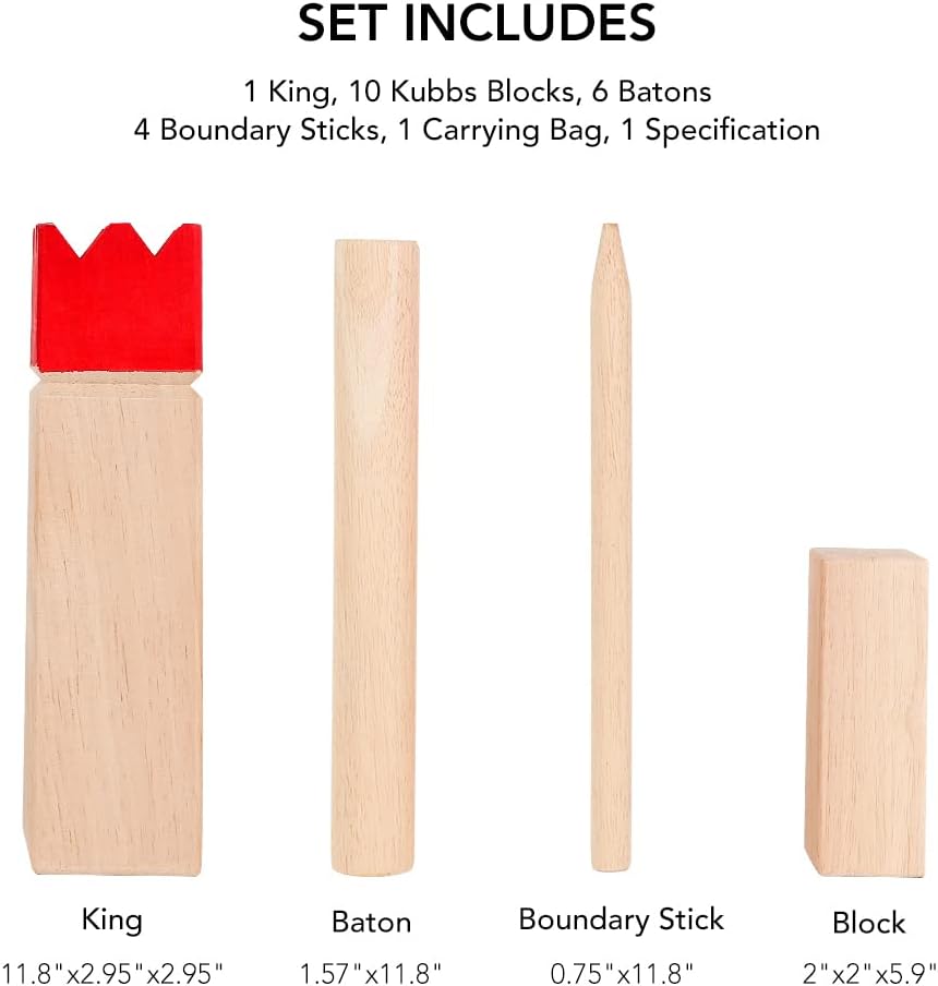 Kubb Yard Game Set Wooden with Carry Bag Y1783