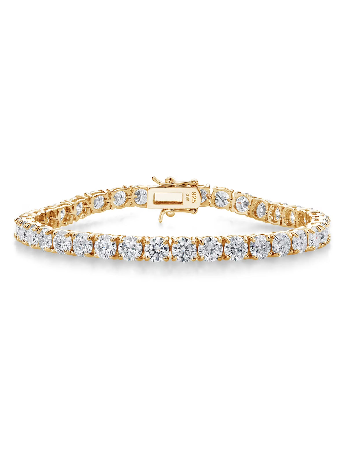 18K Yellow Gold Plated Silver White Moissanite Tennis Bracelet P3705