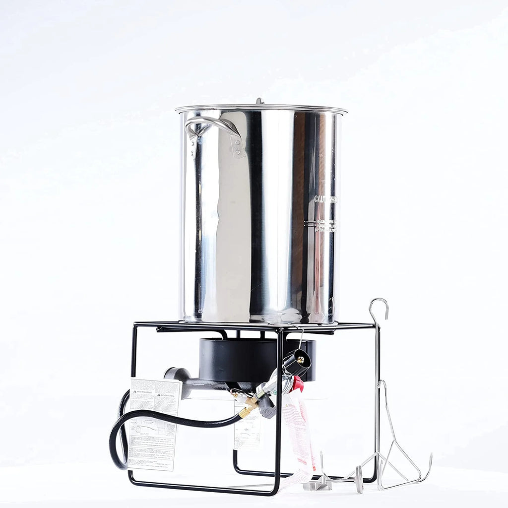 12 in. Welded Square Turkey Fryer Package with Stainless Steel Pot A151390