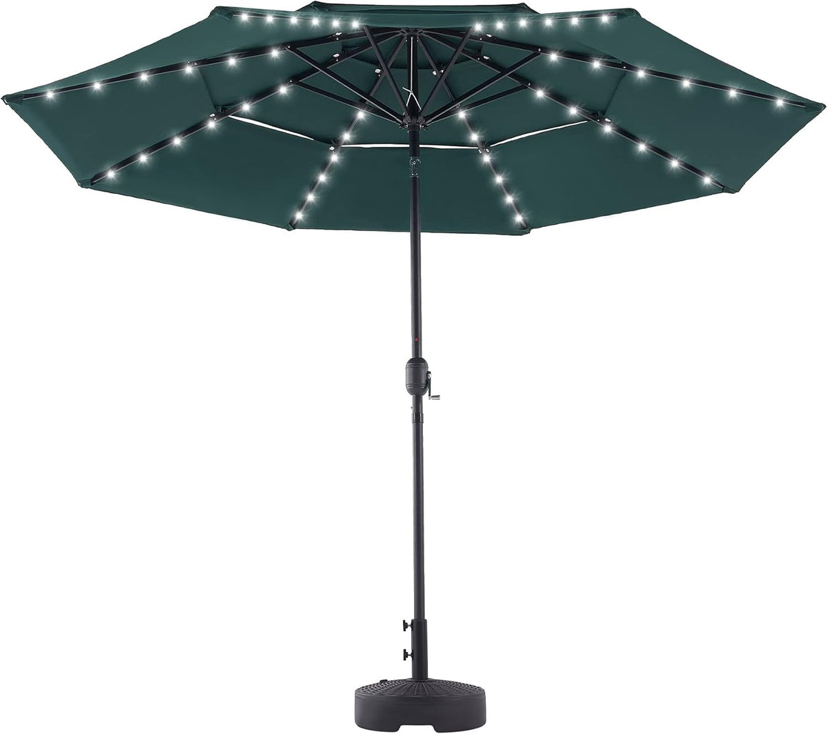 10' Patio Umbrella with LED Lights, Double Vent, 30UPF Canopy, 48 Solar Lights H674
