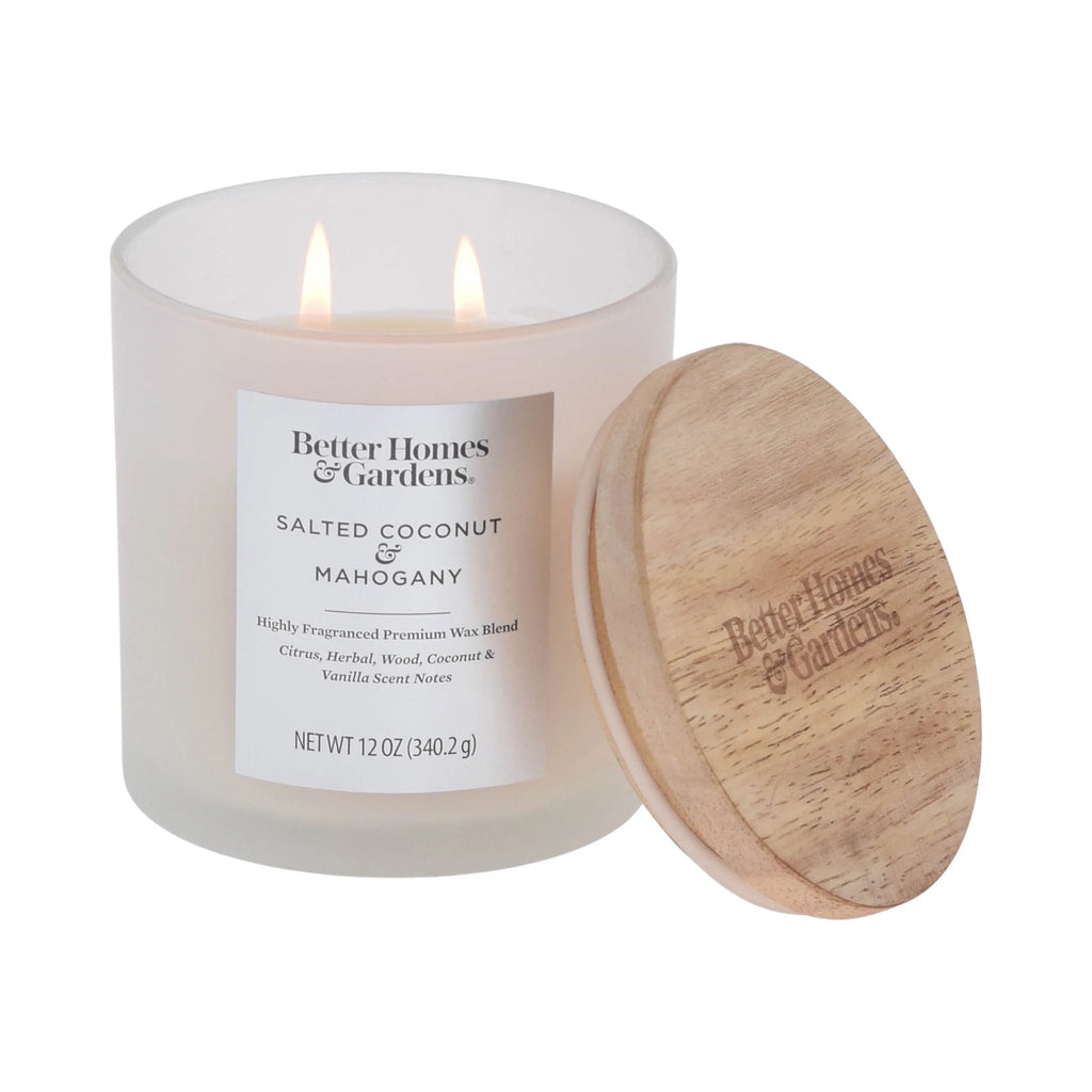 12oz Salted Coconut & Mahogany Scented 2-Wick Jar Candle R5875