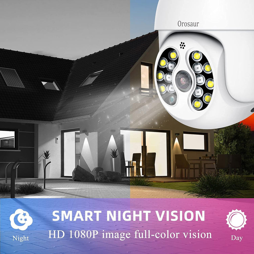 3MP PTZ Outdoor Security Camera with WiFi, 360° View, 1080P HD, IP66 Weatherproof, 2-Way Audio, Color Night Vision Q135141