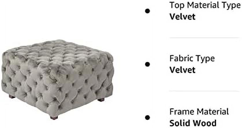 Gray Velvet Ottoman Bench Cube Foot Rest Stool Coffee Table 27.2" W X206