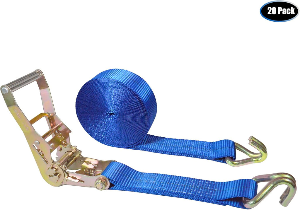 2” x 30’ Double Wire J Hook Ratchet Straps (Pink, 8 Pack) I37361