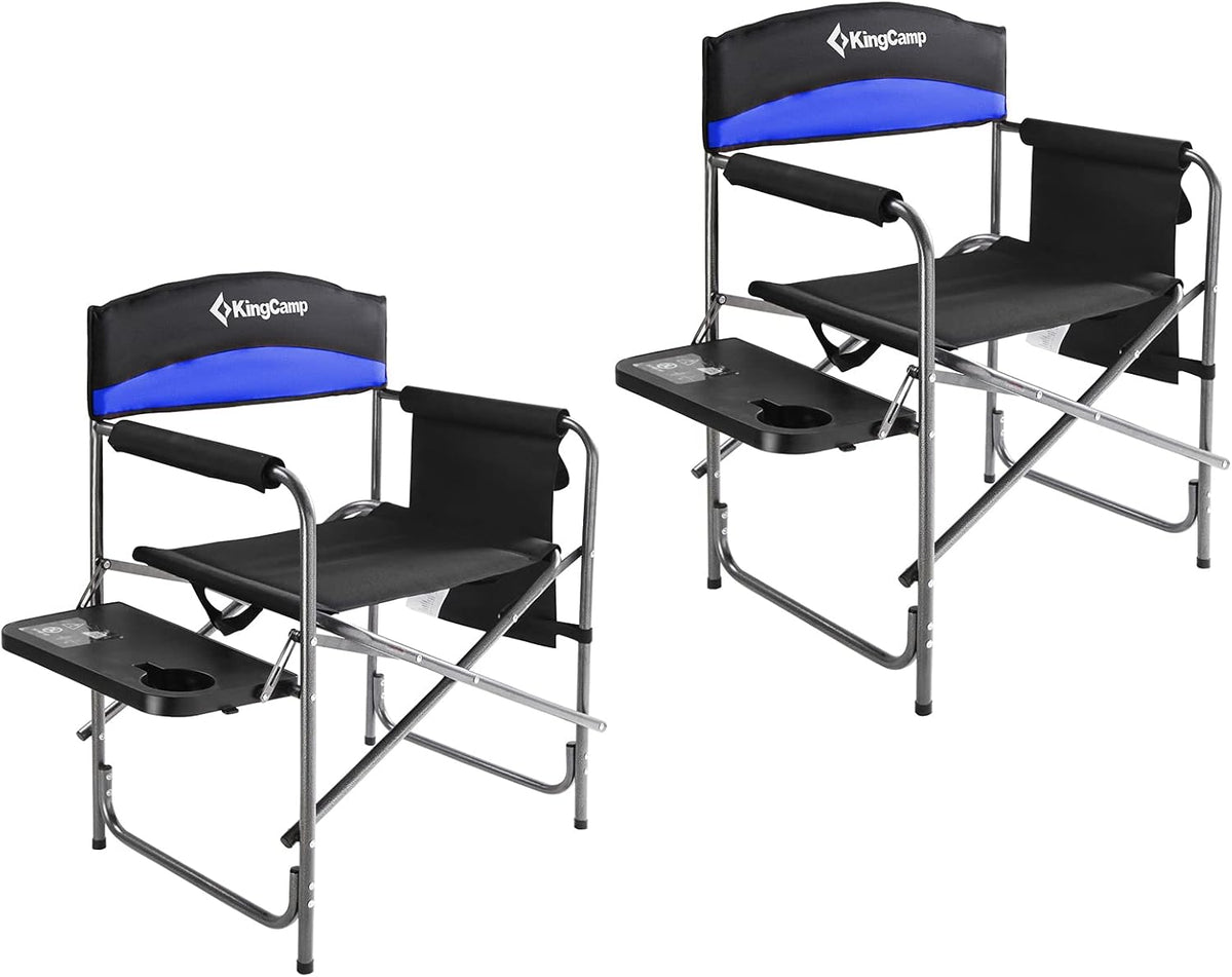 Heavy Duty Folding Camping Directors Chair with Side Table Storage Pockets I757794