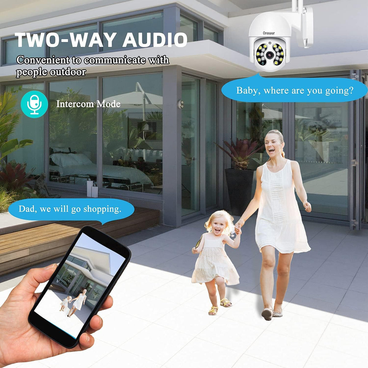 3MP PTZ Outdoor Security Camera with WiFi, 360° View, 1080P HD, IP66 Weatherproof, 2-Way Audio, Color Night Vision Q135141