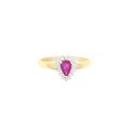 Pear Shaped Ruby Diamond Halo Engagement Ring 14K Yellow Gold L23237