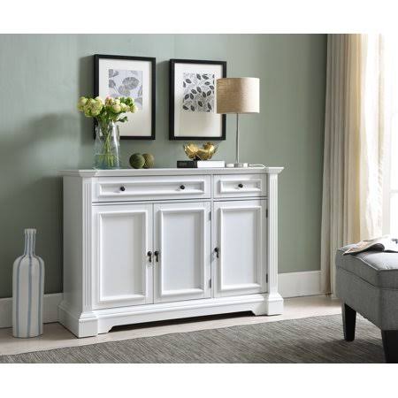 White Wood Sideboard Buffet Console Table with Storage Cabinets F8059