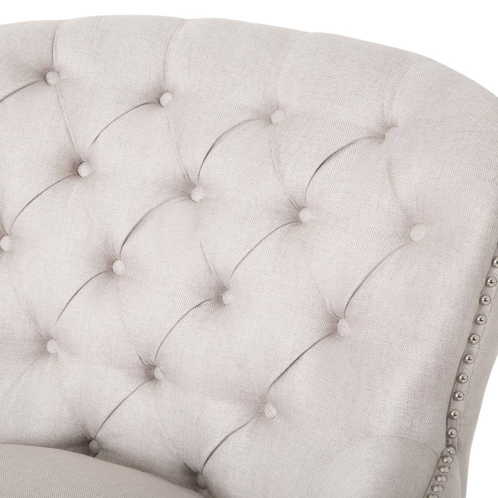 Tufted Club Chair and Ottoman Gray K905