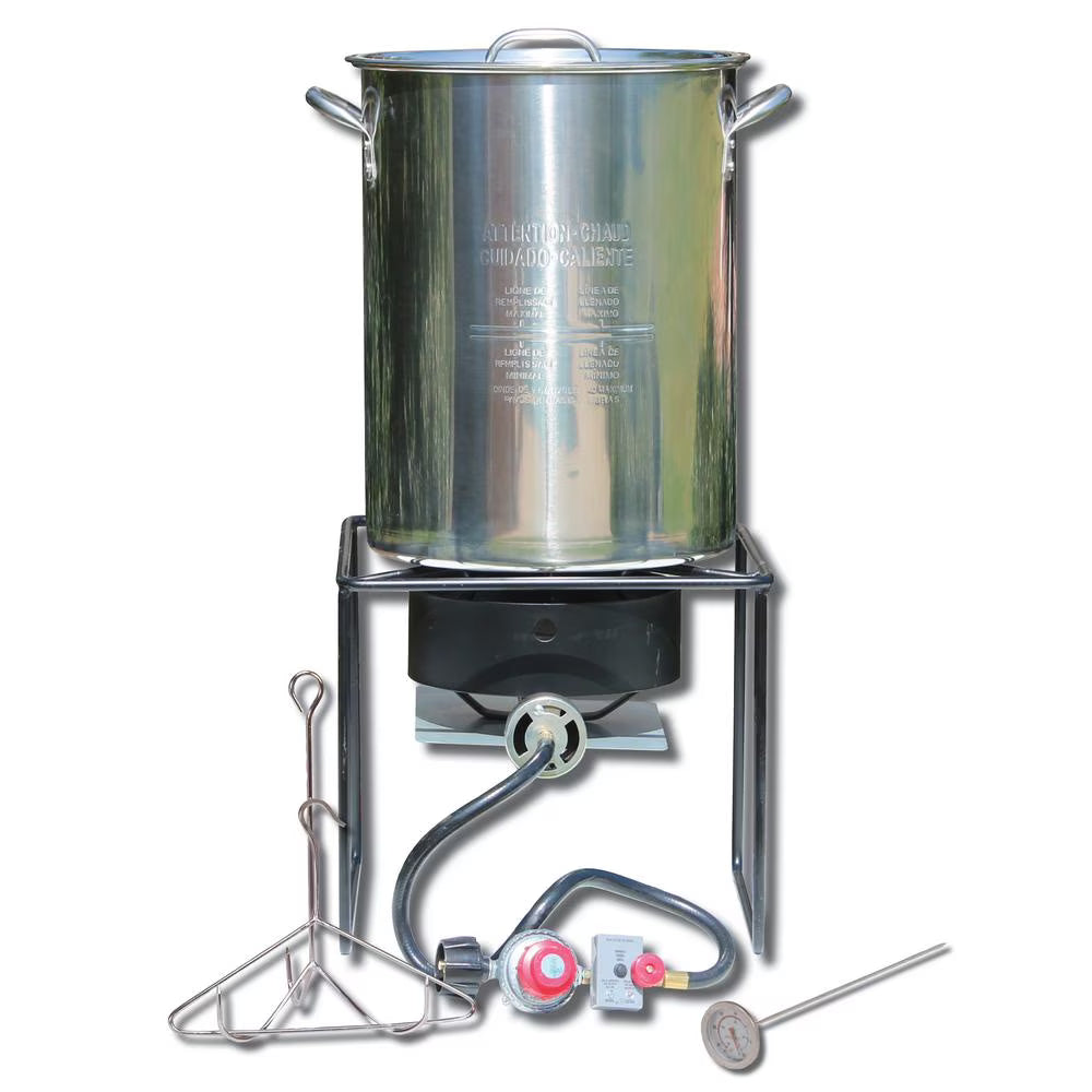 12 in. Welded Square Turkey Fryer Package with Stainless Steel Pot A151390