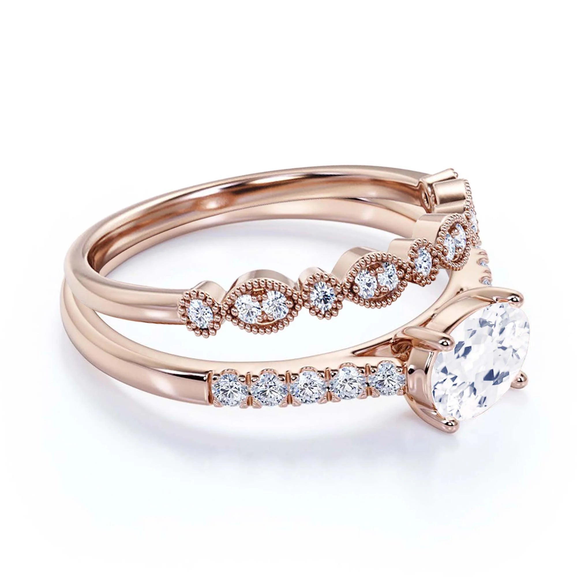 2.00 Carat Oval Cut Diamond Moissanite Engagement Ring in 925 Sterling Silver With 18k Rose Gold Plating T944135