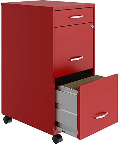 3 Drawer Metal Mobile File Cabinet with Lock, Letter Size, Silver K25257