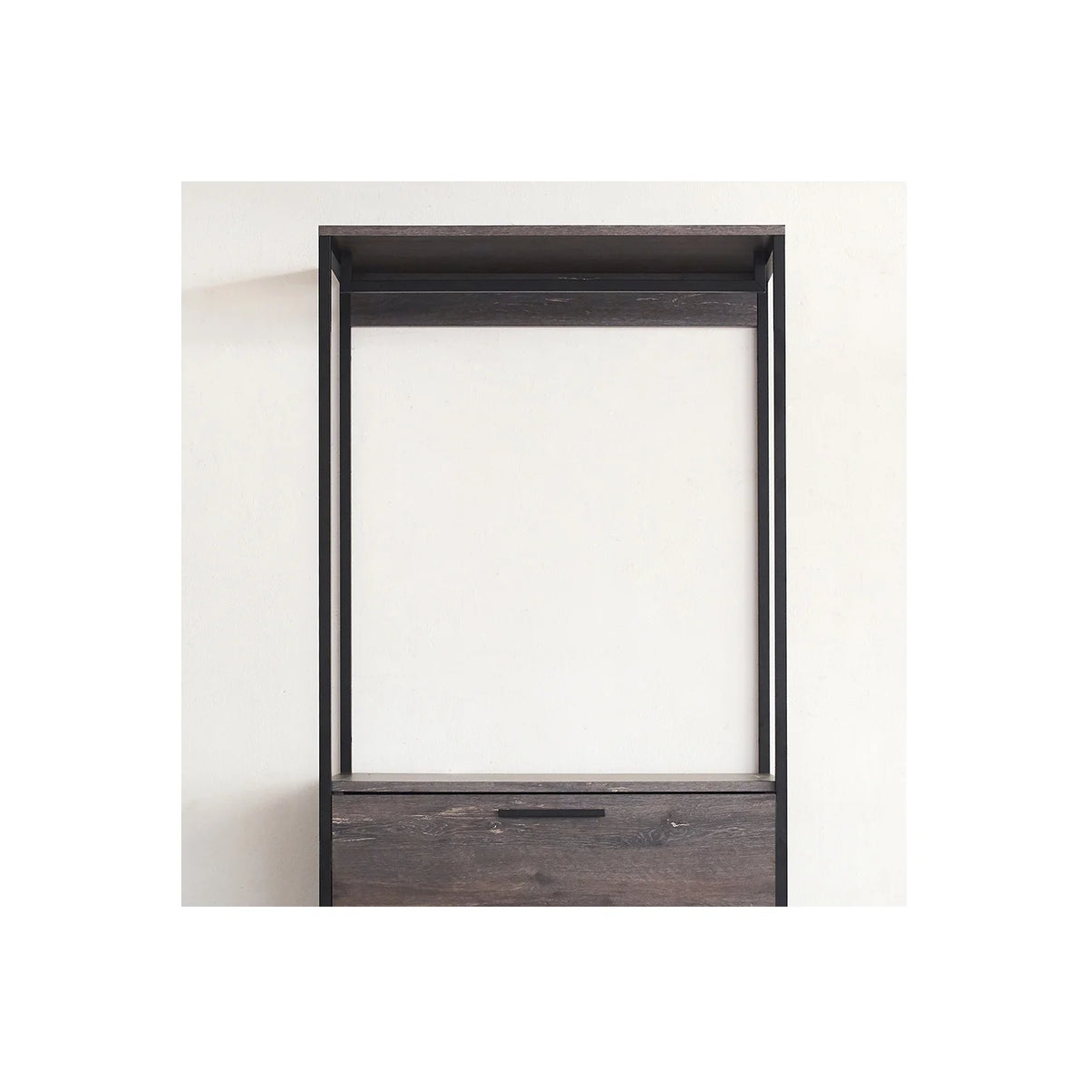 Rustic Gray Wood and Metal Walk-in Closet with 3-Drawer H119555