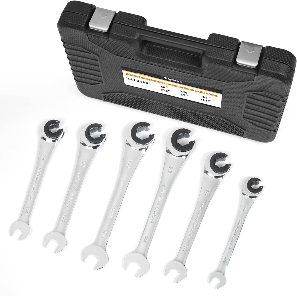 Combination Ratcheting Wrench Set SAE 6PCS Chrome Vanadium Steel A680