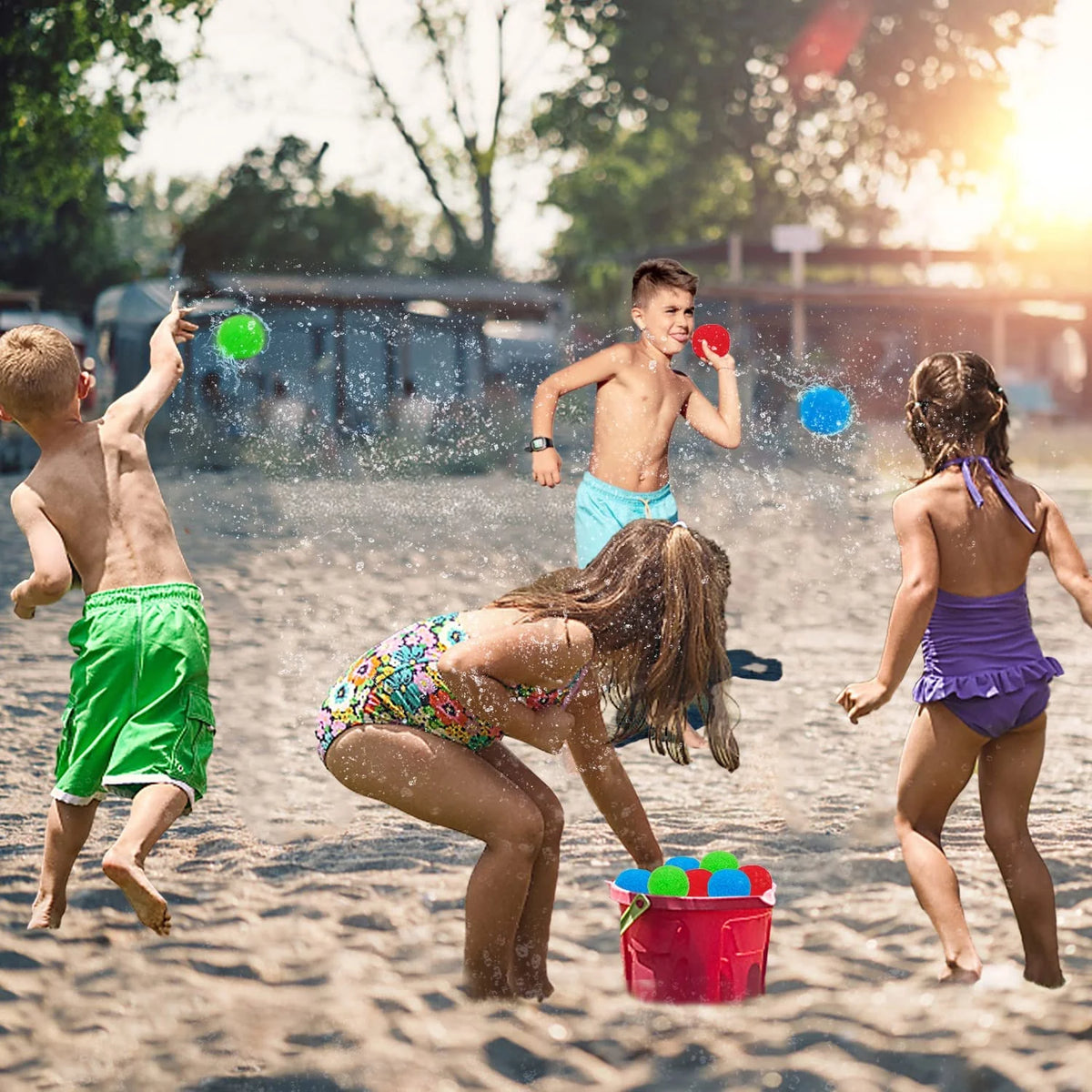 200 Reusable Fabric Water Balloons for Outdoor Games F36541