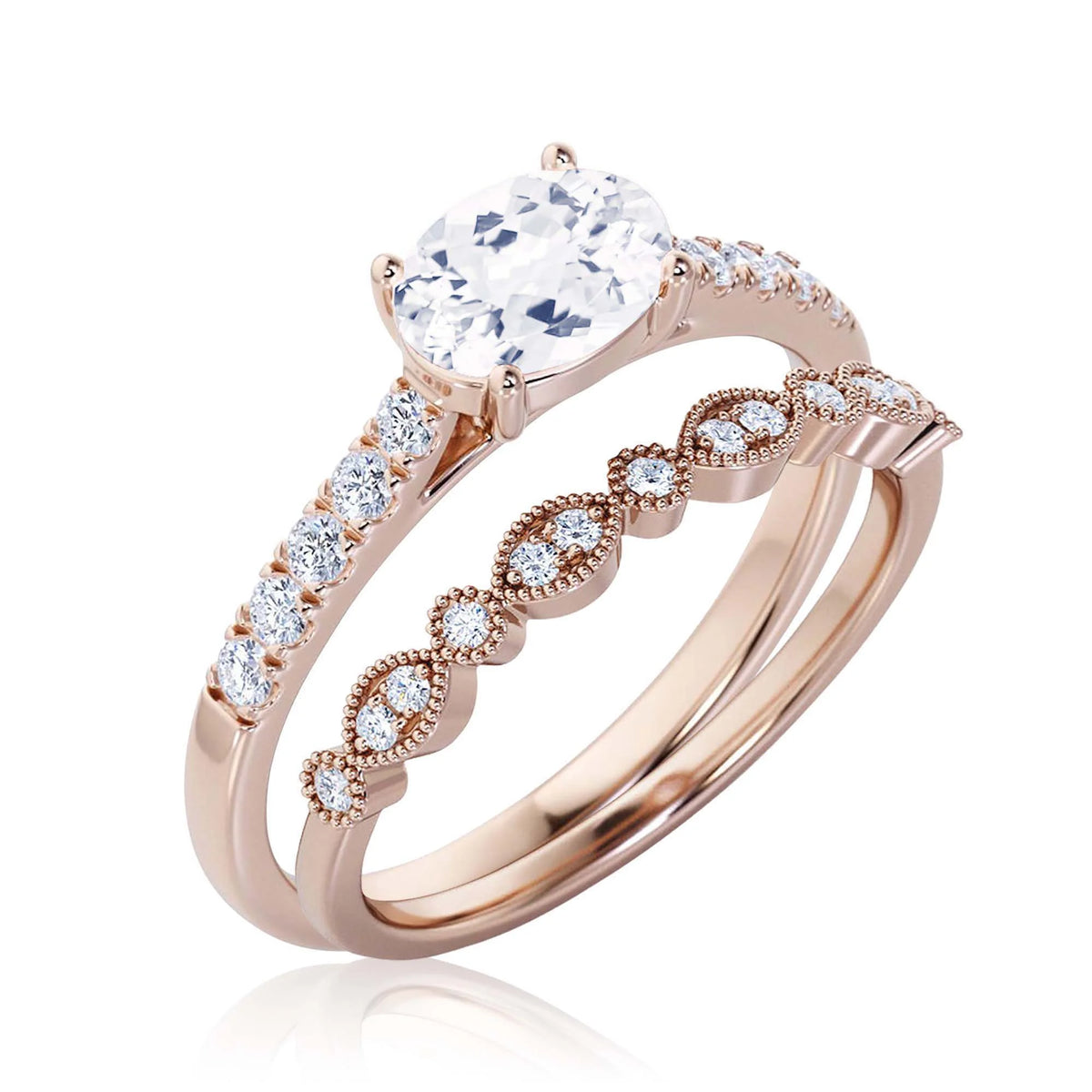 2.00 Carat Oval Cut Diamond Moissanite Engagement Ring in 925 Sterling Silver With 18k Rose Gold Plating T944135