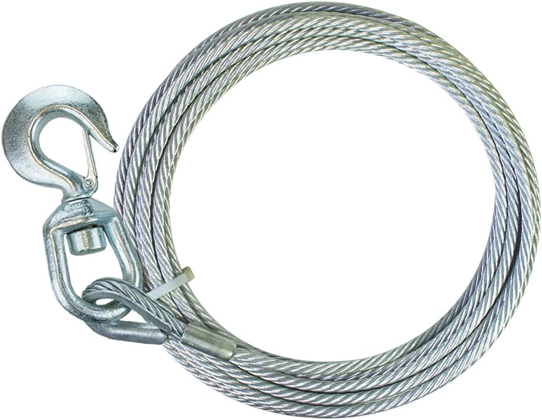 3/8 Inch x 50 Foot Steel Winch Cable with Swivel Hook P357834