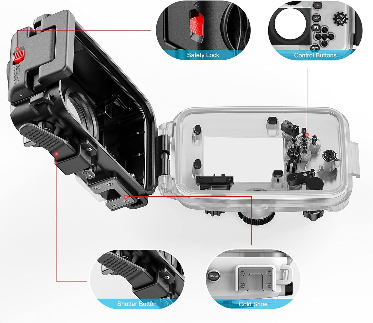 Black Waterproof Diving Case for Olympus TG-6 N762094