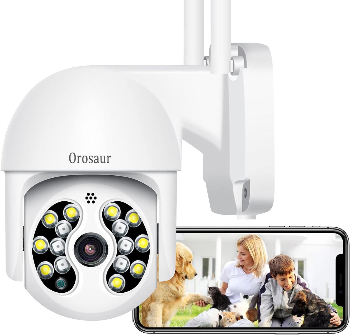 3MP PTZ Outdoor Security Camera with WiFi, 360° View, 1080P HD, IP66 Weatherproof, 2-Way Audio, Color Night Vision Q135141