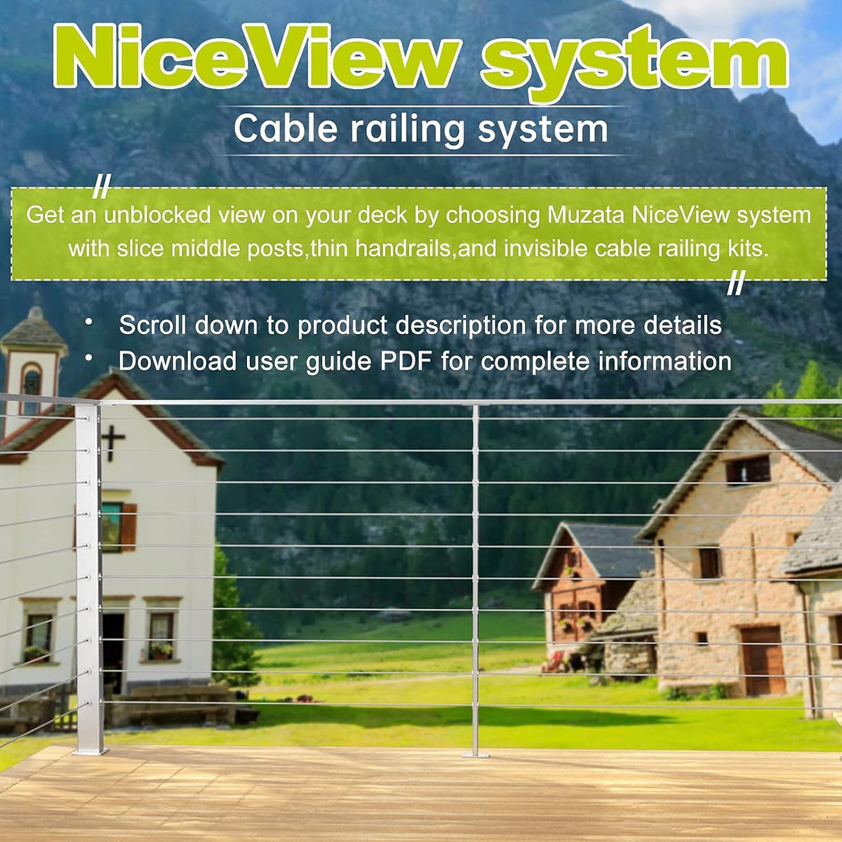 1/8 Invisible Cable Railing Kit with Turnbuckle Swage Threaded Stud and Stemball Combination Pack L4629