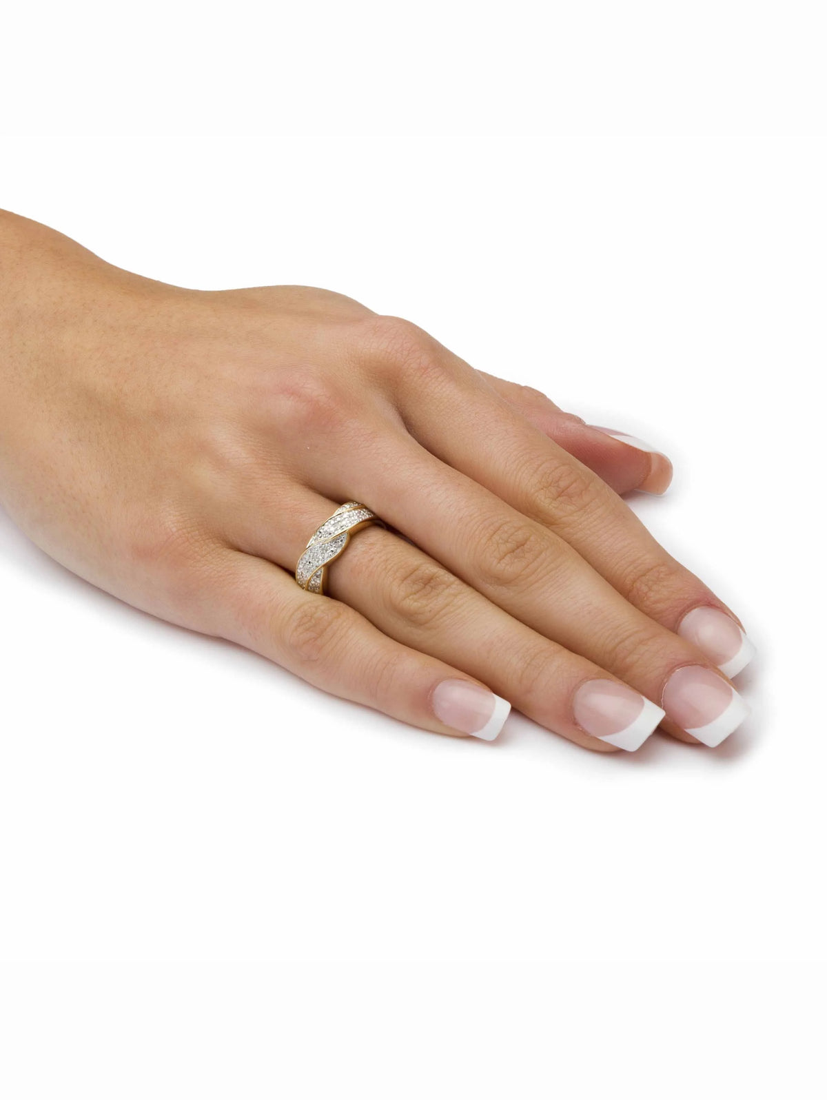 1/10 TCW Round Diamond Braid Ring in Solid 10k Gold W864