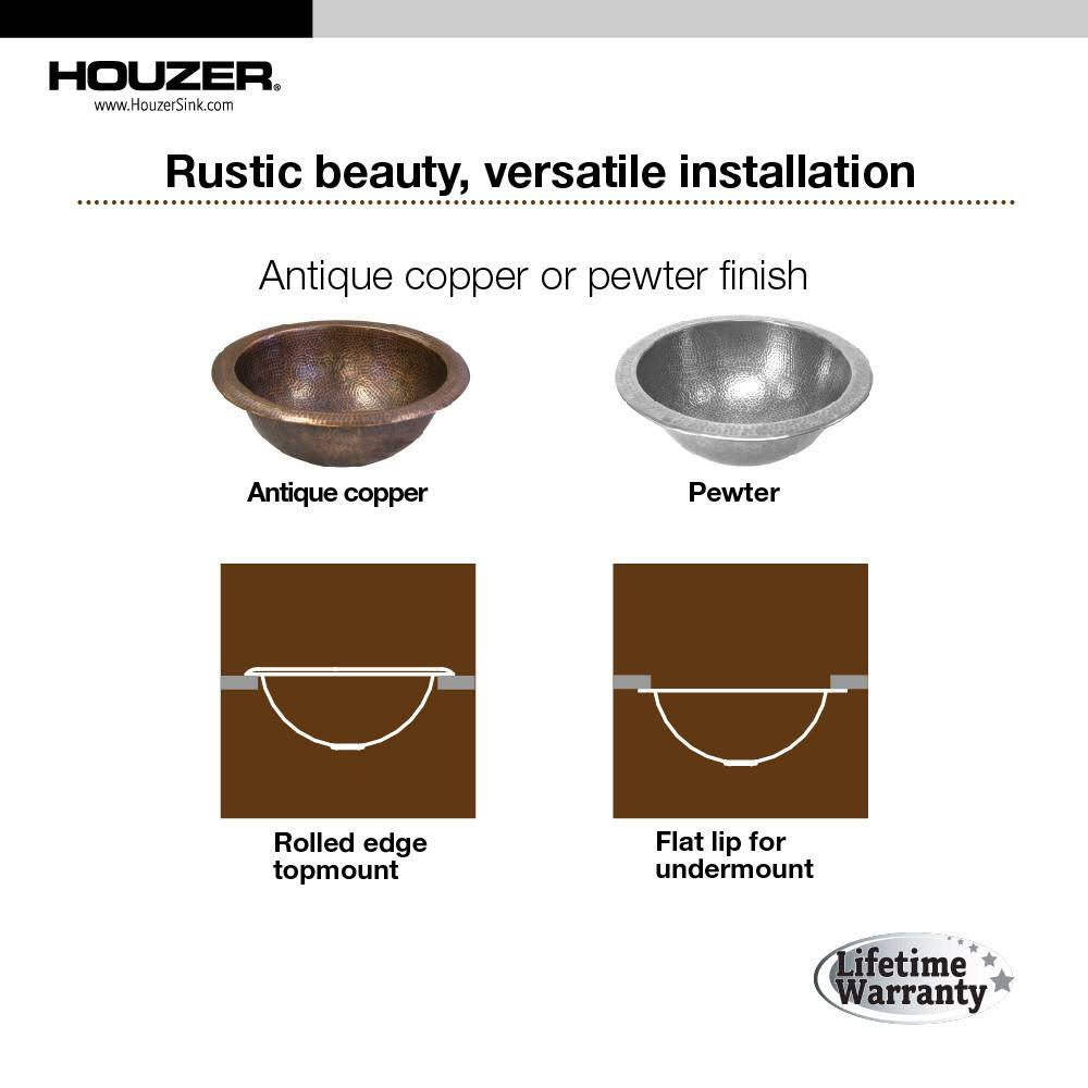 Lustrous Pewter Copper Self Rimming Sink F133644