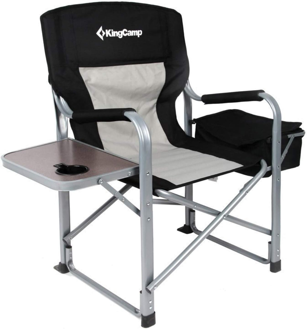 Heavy Duty Folding Camping Directors Chair with Side Table Storage Pockets I757794