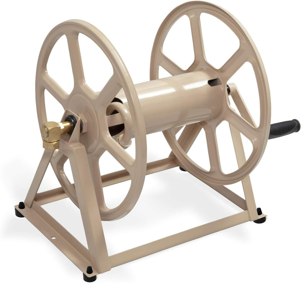 Steel Wall/Floor Mounted Hose Reel, Holds 200-Feet of 5/8-Inch Hose, Tan M5241