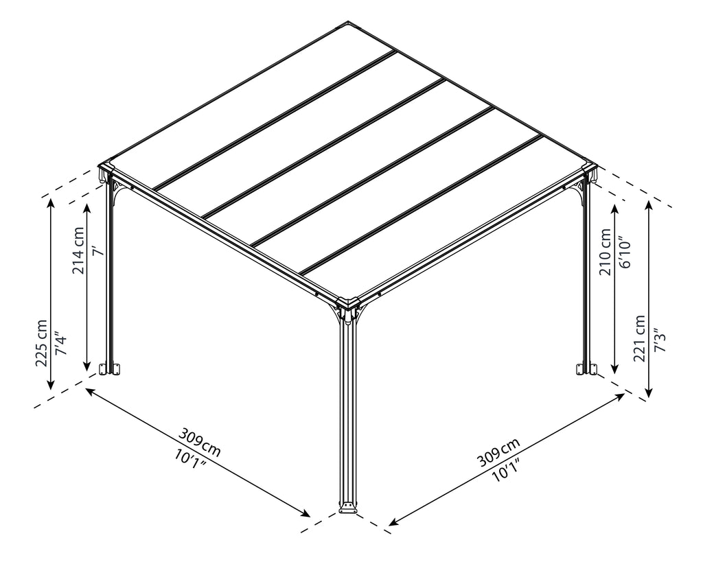 10' x 10' Polycarbonate/Aluminum Gazebo X301065