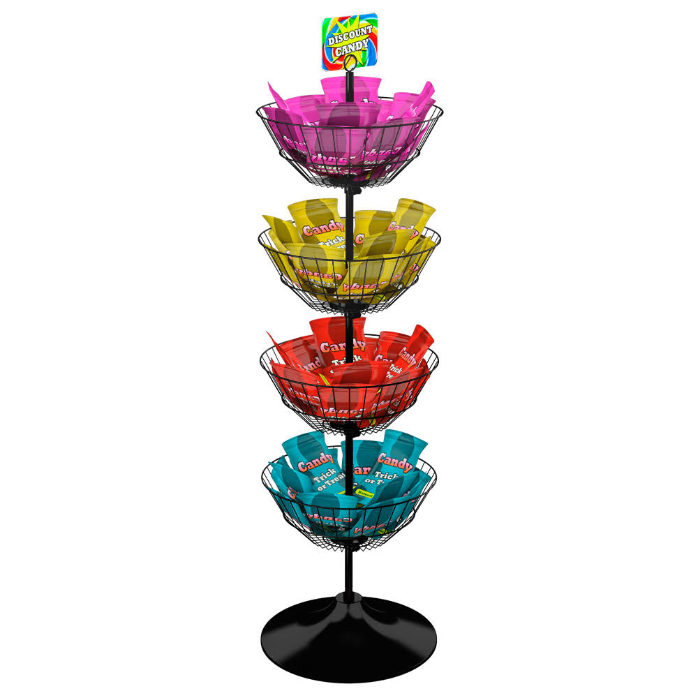 Round Floor Dump Bin Display with Four Baskets G2401
